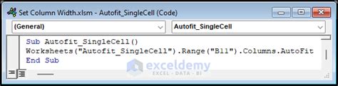 excel autofit column width vba code