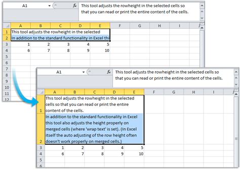 excel autofit row height with merged cells