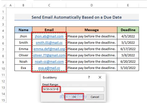 excel automatic email