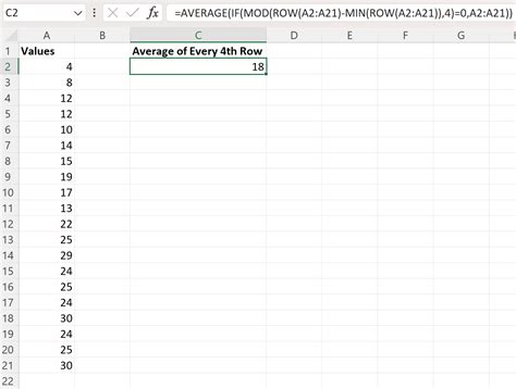 excel average every nth cell in a column