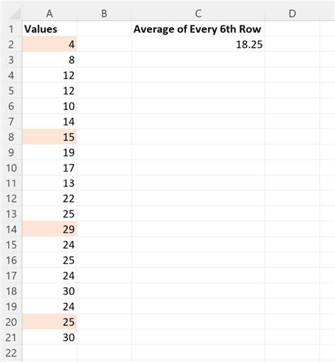 excel average every nth row