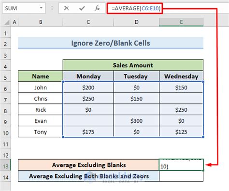 excel average exclude blanks