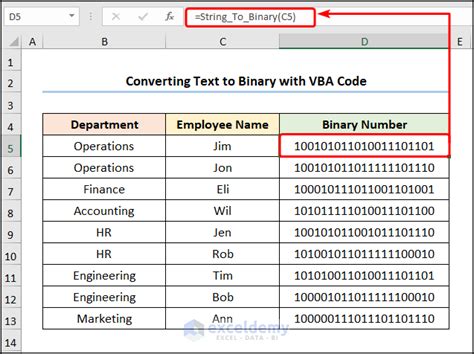 Excel Binary Value