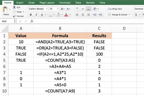 excel boolean data type
