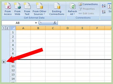 excel button to hide rows