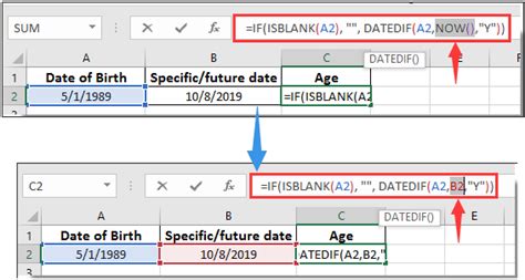 excel calculate age on future date
