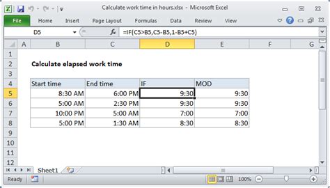 excel calculate hours between two times am pm
