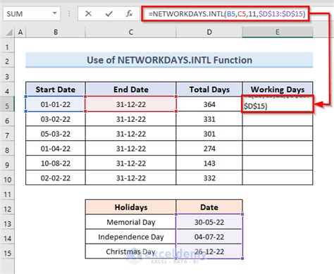excel calculate work days between two dates
