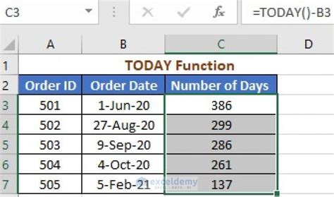 excel calculation for number of days
