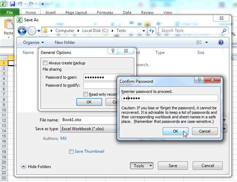 excel change password for write access