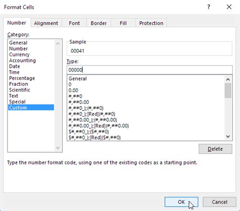 excel chart number format code