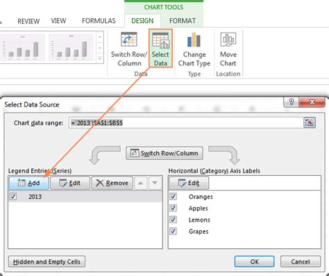 excel chart select multiple data series