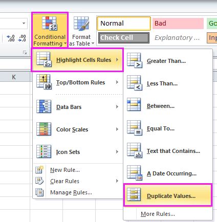 excel color code duplicates