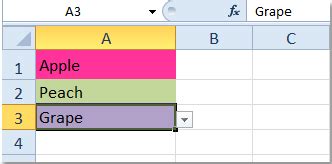 excel color coded drop down menu