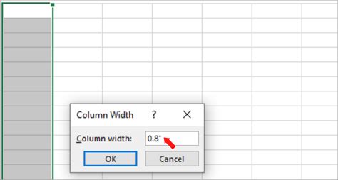 excel column width in inches
