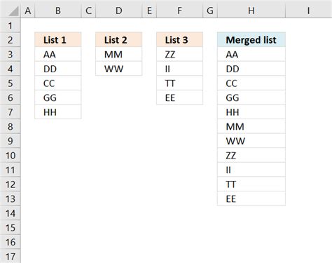 Excel Combine 3 Columns Into One List