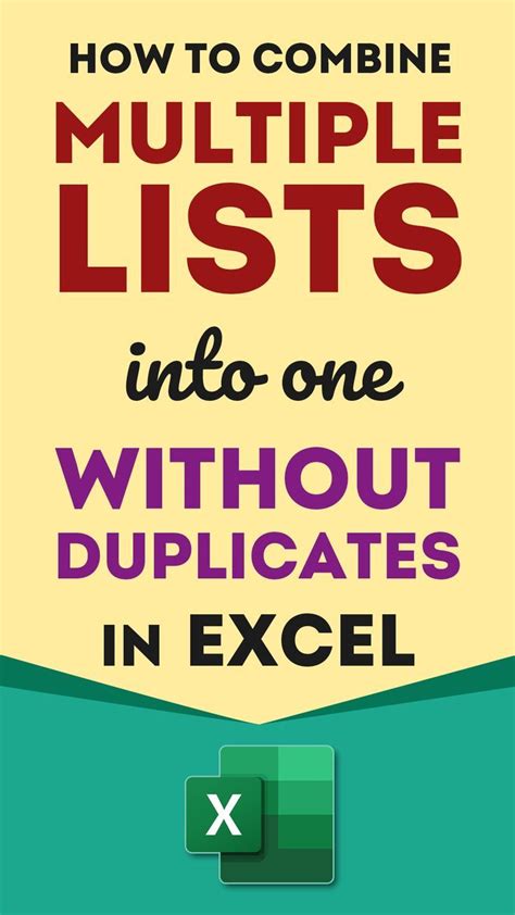 excel combine two lists into one without duplicates