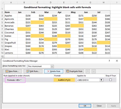 excel conditional formatting border if cell is not blank