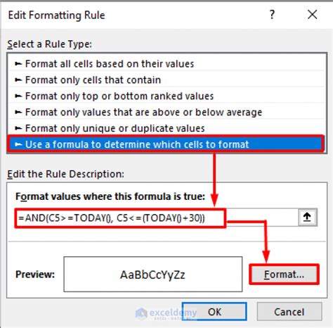 excel conditional formatting date within 30 days