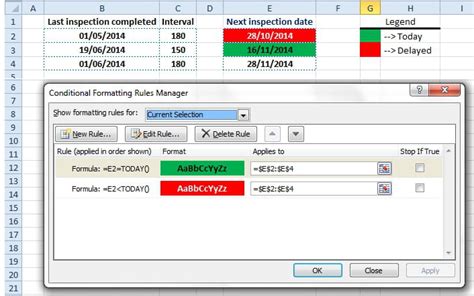 excel conditional formatting dates overdue