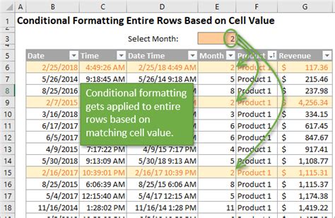 excel conditional formatting fill row based on cell value