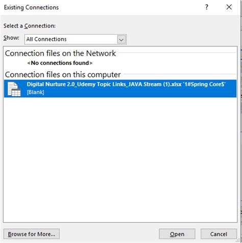 excel connection files on this computer