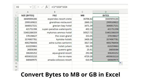 Convert Bytes to MB or GB in Excel 3 Methods!