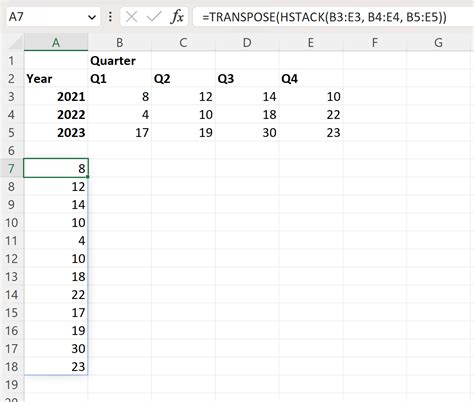 excel convert table to list formula