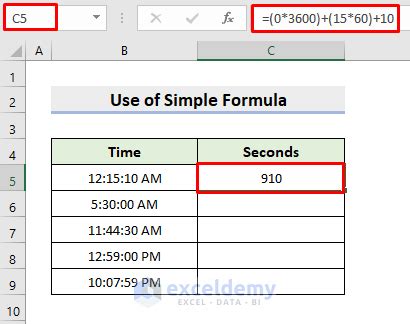 excel convert text time to seconds