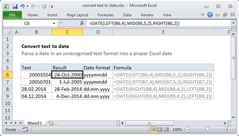 excel convert text to date format formula
