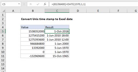 excel convert timestamp to date and time