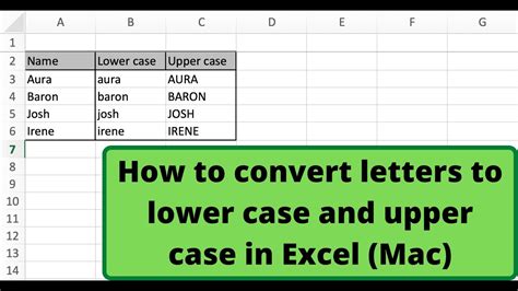 excel convert to lowercase mac