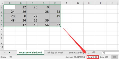 excel count cells without zero