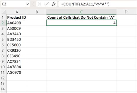 excel count does not contain