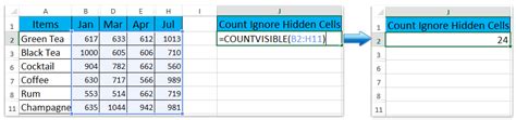 excel count exclude hidden rows
