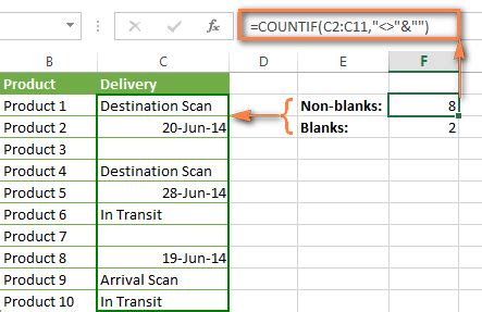 excel count if adjacent cell not blank