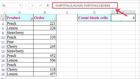 excel count non blank cells in filtered range