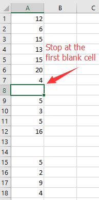 excel count rows until blank