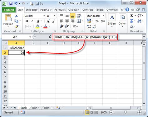 excel dag van de maand