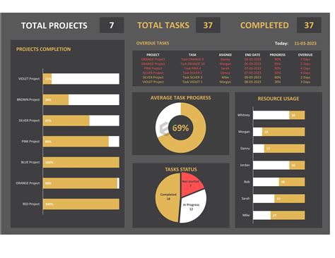 excel dashboard templates project management