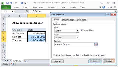 excel data validation date