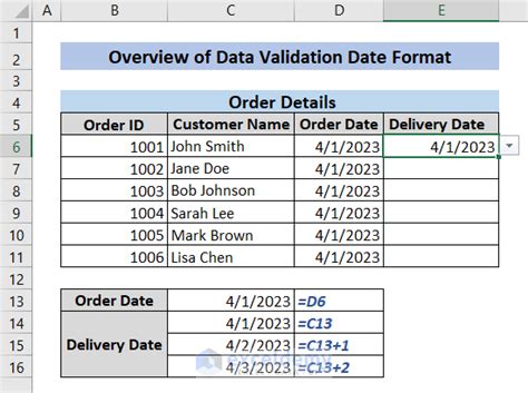 excel data validation date format