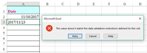 excel data validation date less than today
