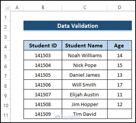 excel data validation list based on another cell value