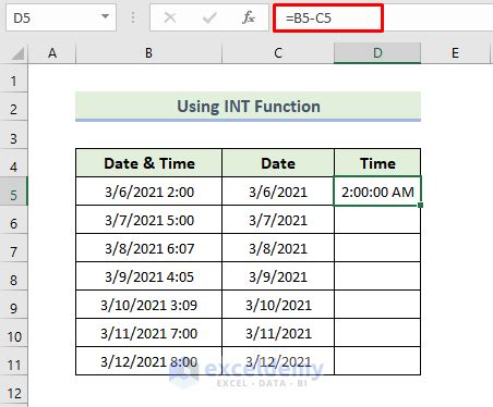 excel date and time in one cell split