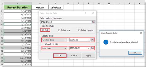 excel date falls between two dates