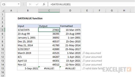 excel date value to date formula