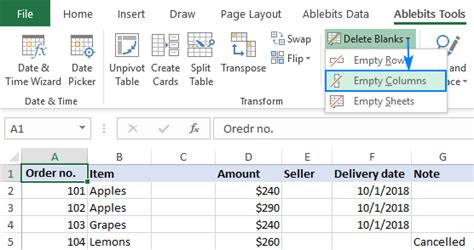 Delete Blanks in Excel