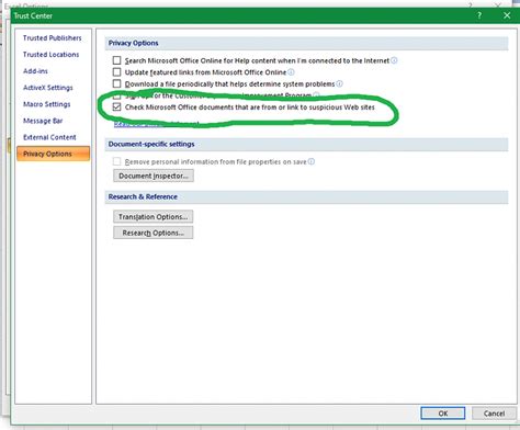 excel disable hyperlink warning