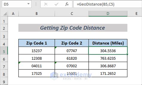 Excel Distance From Zip Code